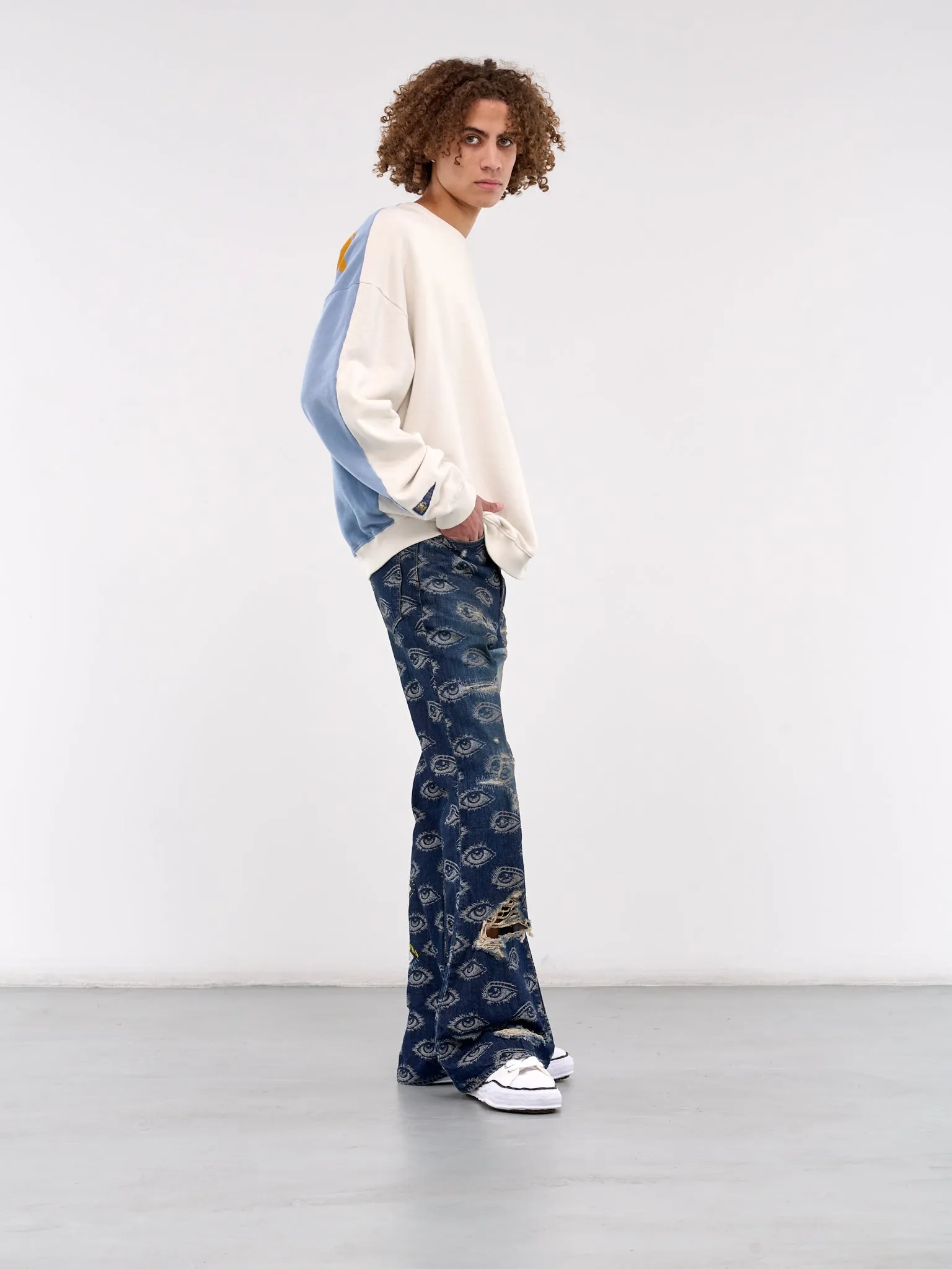2Tone Bone Knit Sweater (EK-1139LCA-ECRU-SAX-BLUE)
