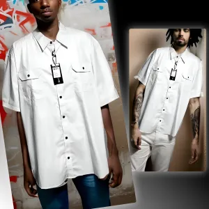 ^ABLANCHE^ *WHITE* BUTTON UP COLLARED DRESS SHIRT (5XL)