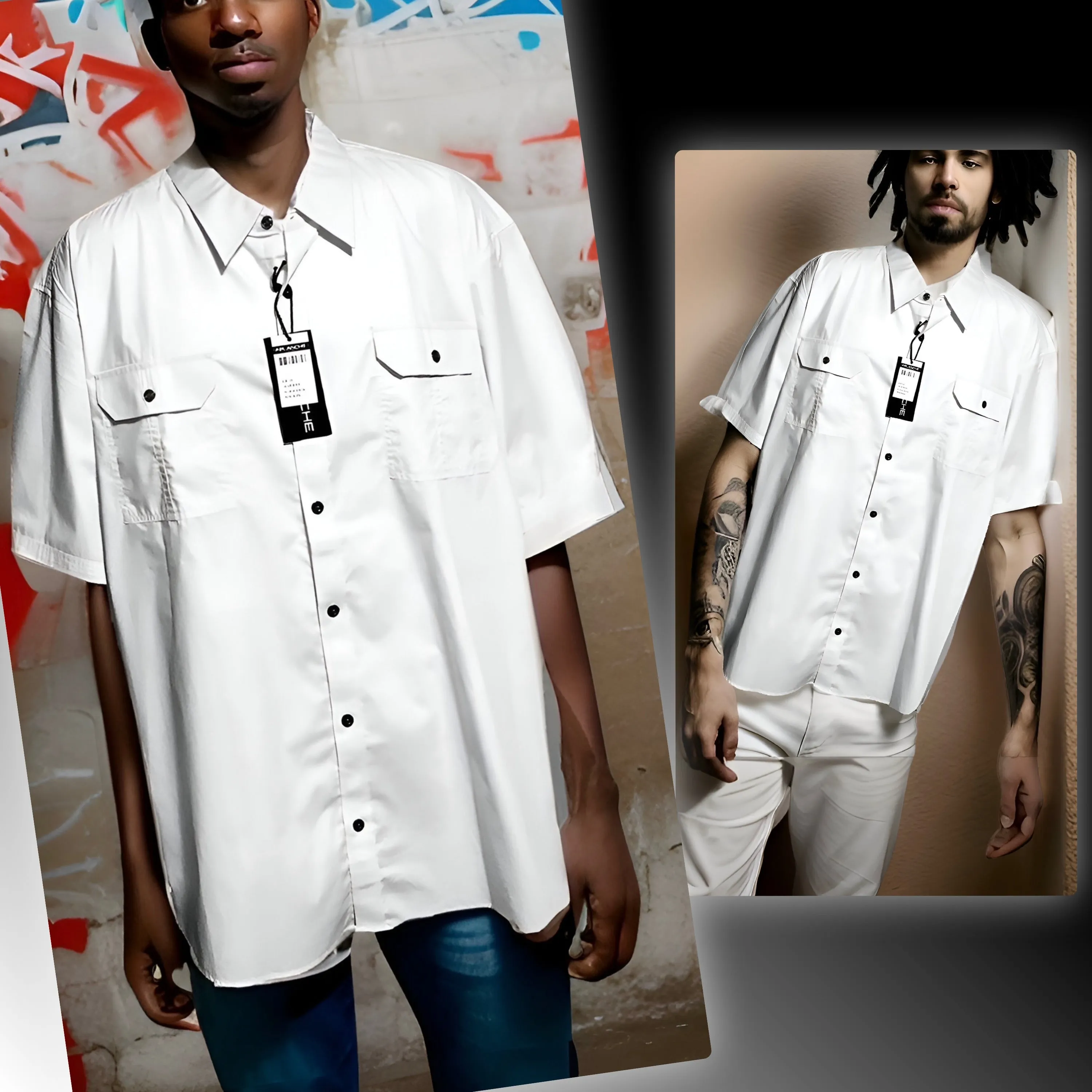 ^ABLANCHE^ *WHITE* BUTTON UP COLLARED DRESS SHIRT (5XL)