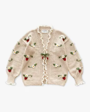 Adult Strawberries cardigan | Wheat