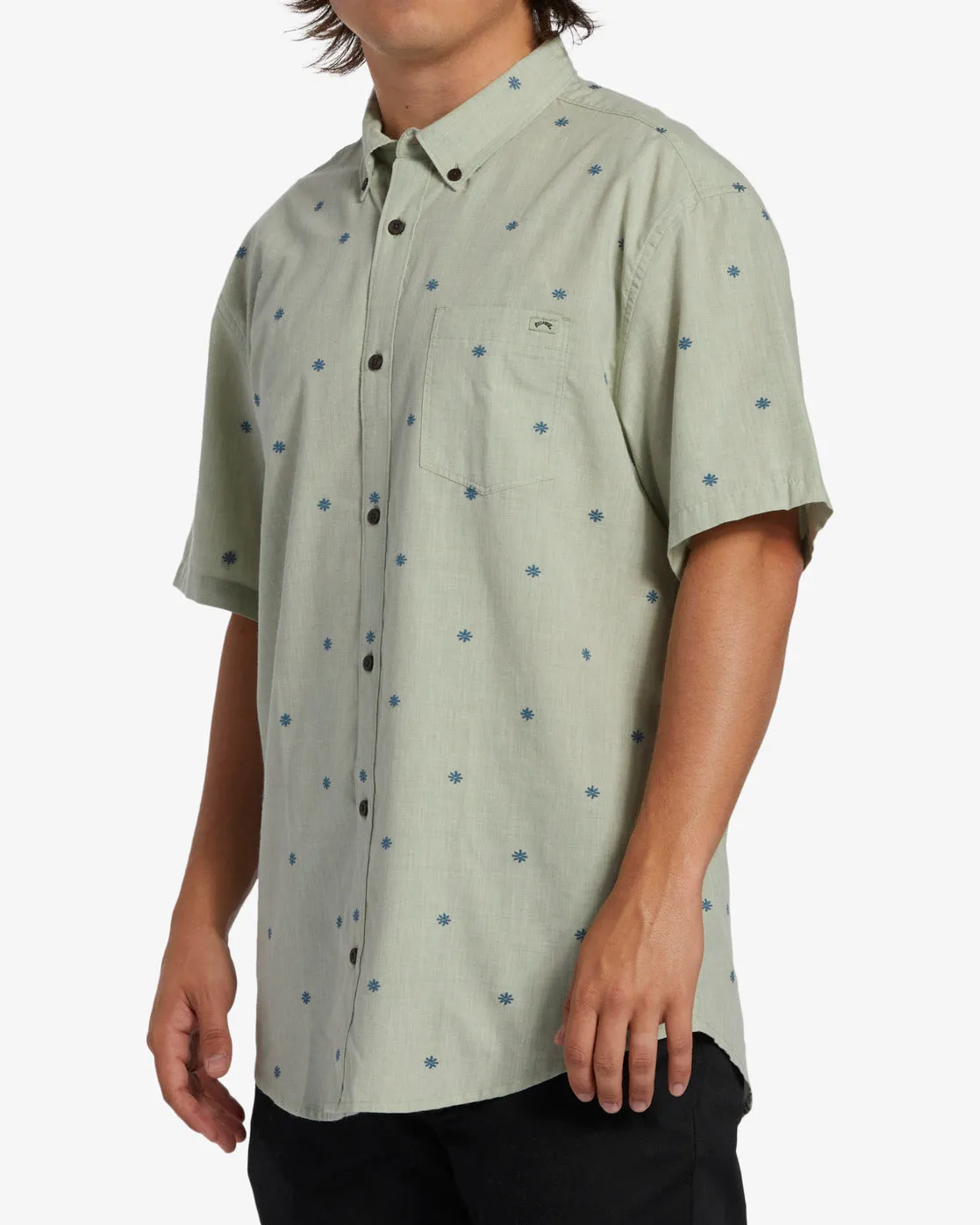 All Day Jacquard Short Sleeve Woven Shirt - Seafoam