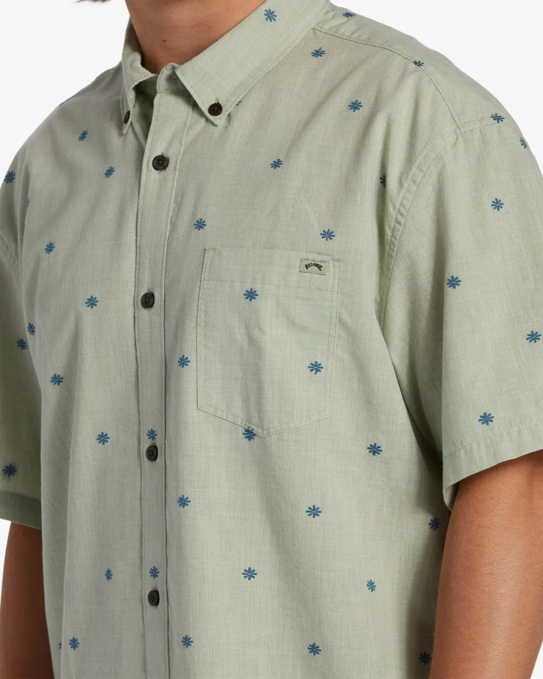All Day Jacquard Short Sleeve Woven Shirt - Seafoam