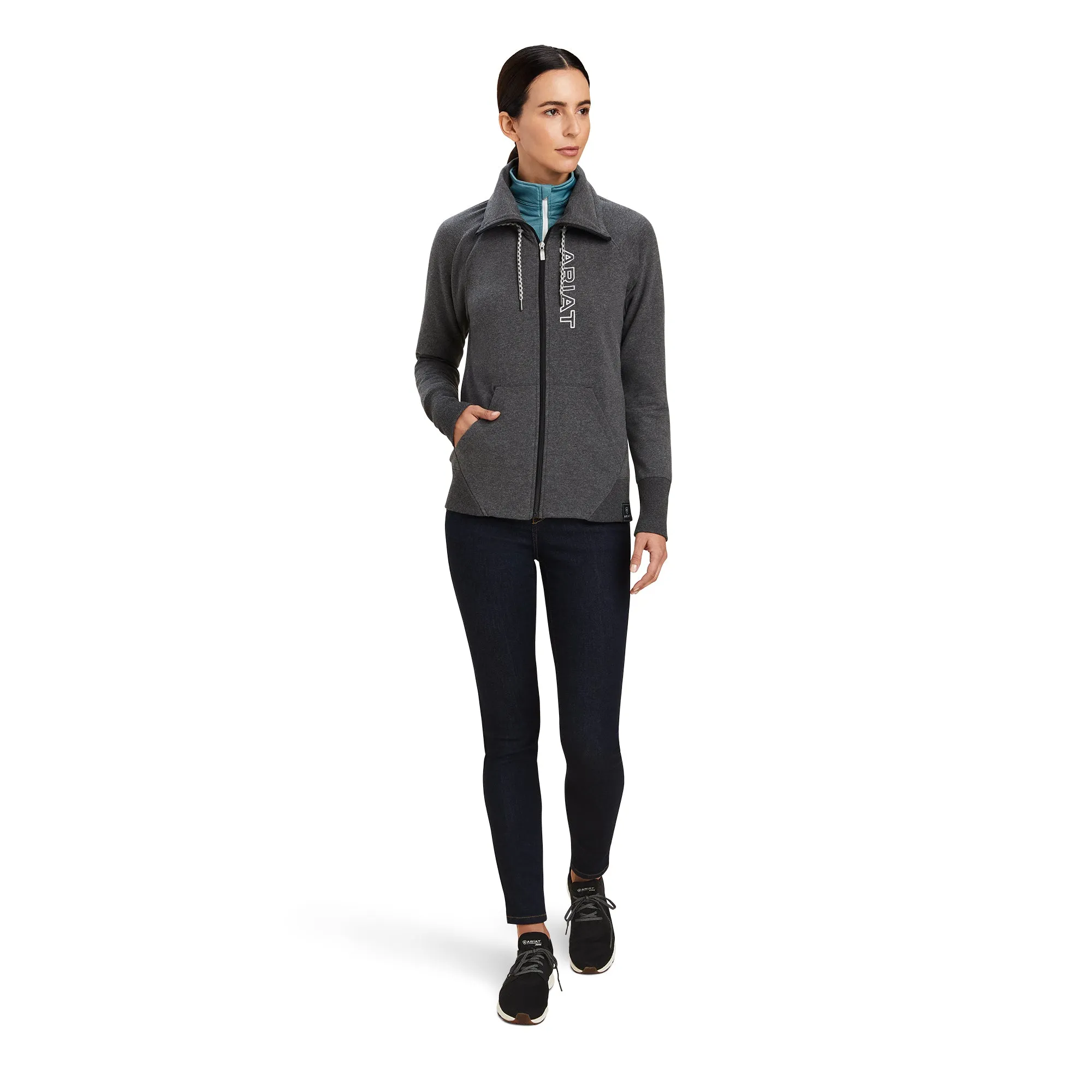 Ariat Ladies Team Logo Full Zip Charcoal Grey Sweatshirt 10041227