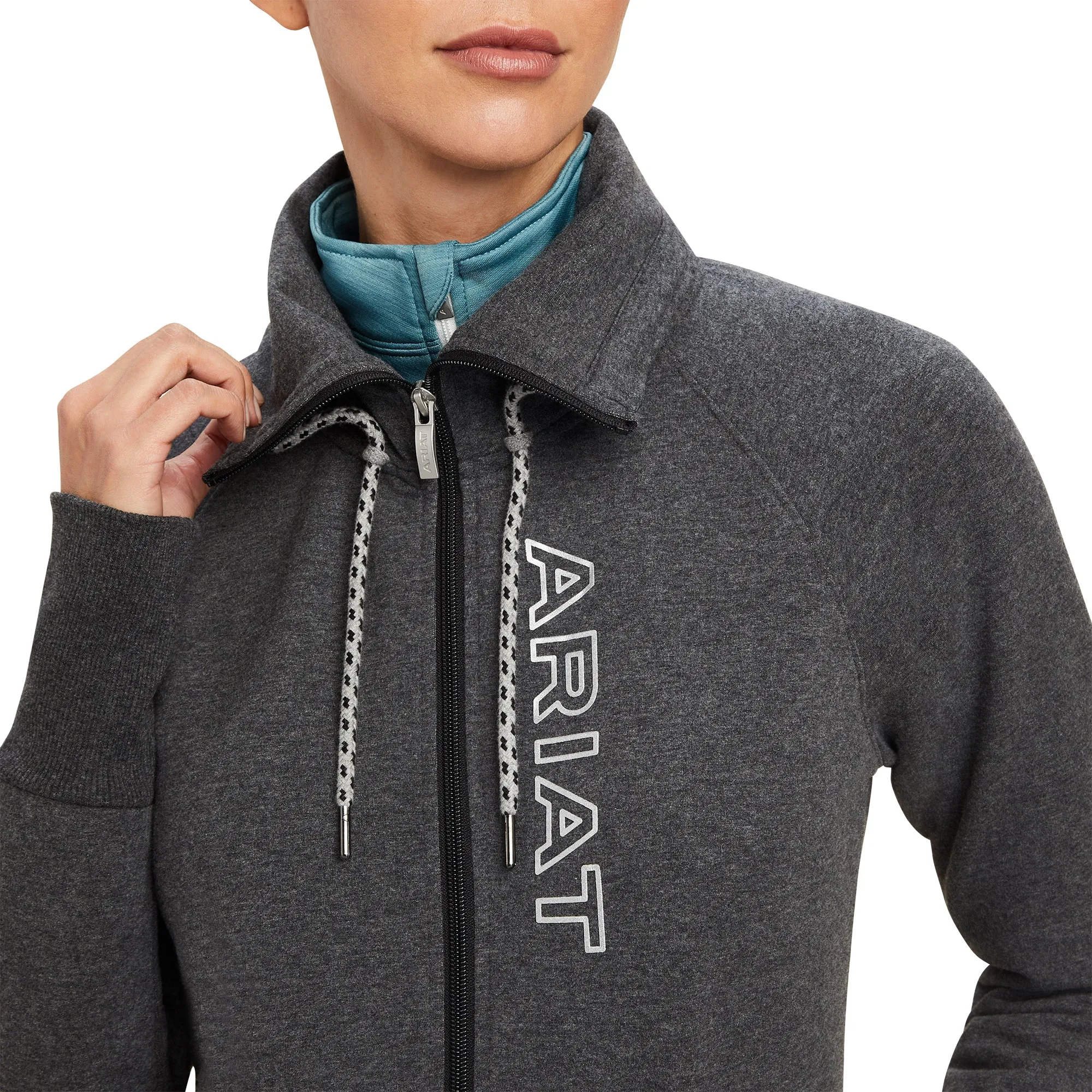 Ariat Ladies Team Logo Full Zip Charcoal Grey Sweatshirt 10041227