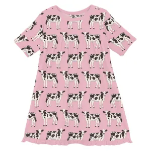 Bamboo Classic Short Sleeve Swing Dress - Cake Pop Cows