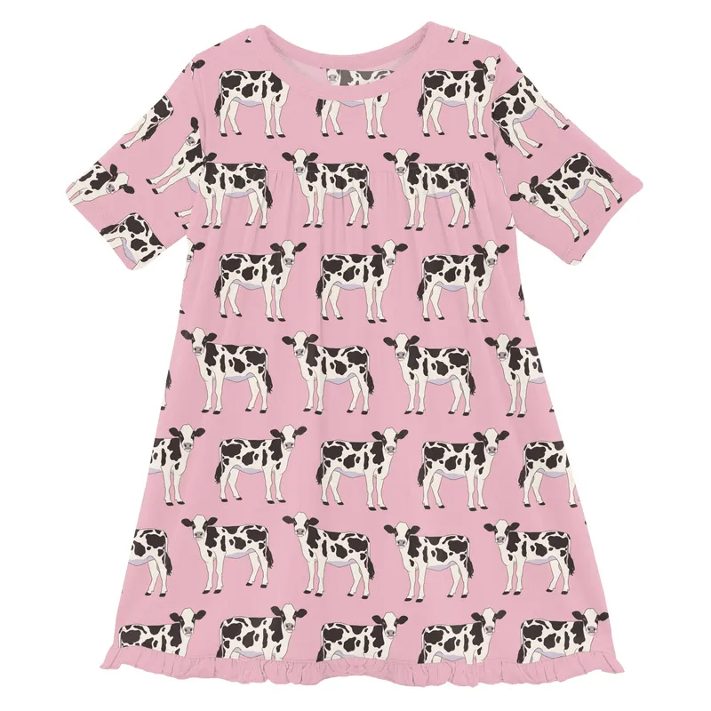 Bamboo Classic Short Sleeve Swing Dress - Cake Pop Cows