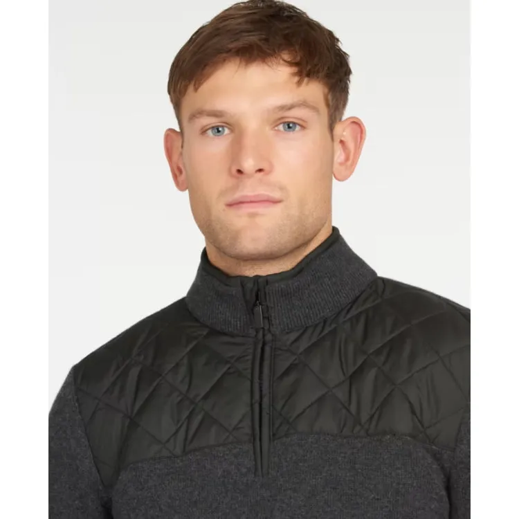 Barbour Essential Diamond Quilt Half Zip Sweater - Charcoal