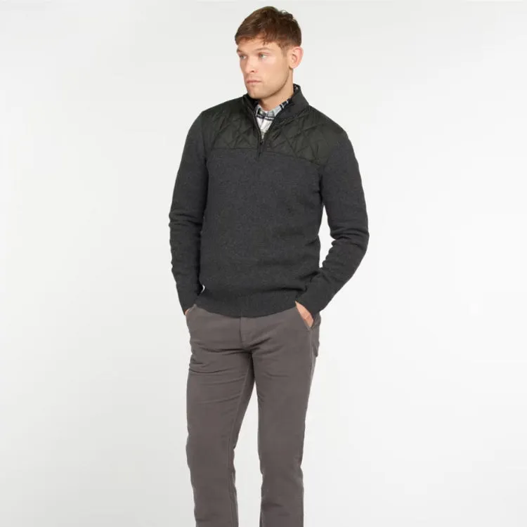 Barbour Essential Diamond Quilt Half Zip Sweater - Charcoal