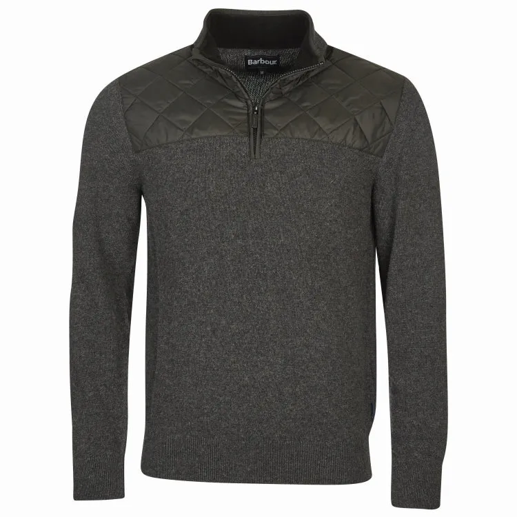 Barbour Essential Diamond Quilt Half Zip Sweater - Charcoal