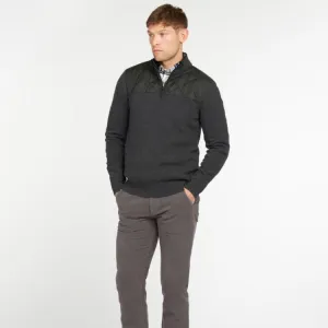 Barbour Essential Diamond Quilt Half Zip Sweater - Charcoal