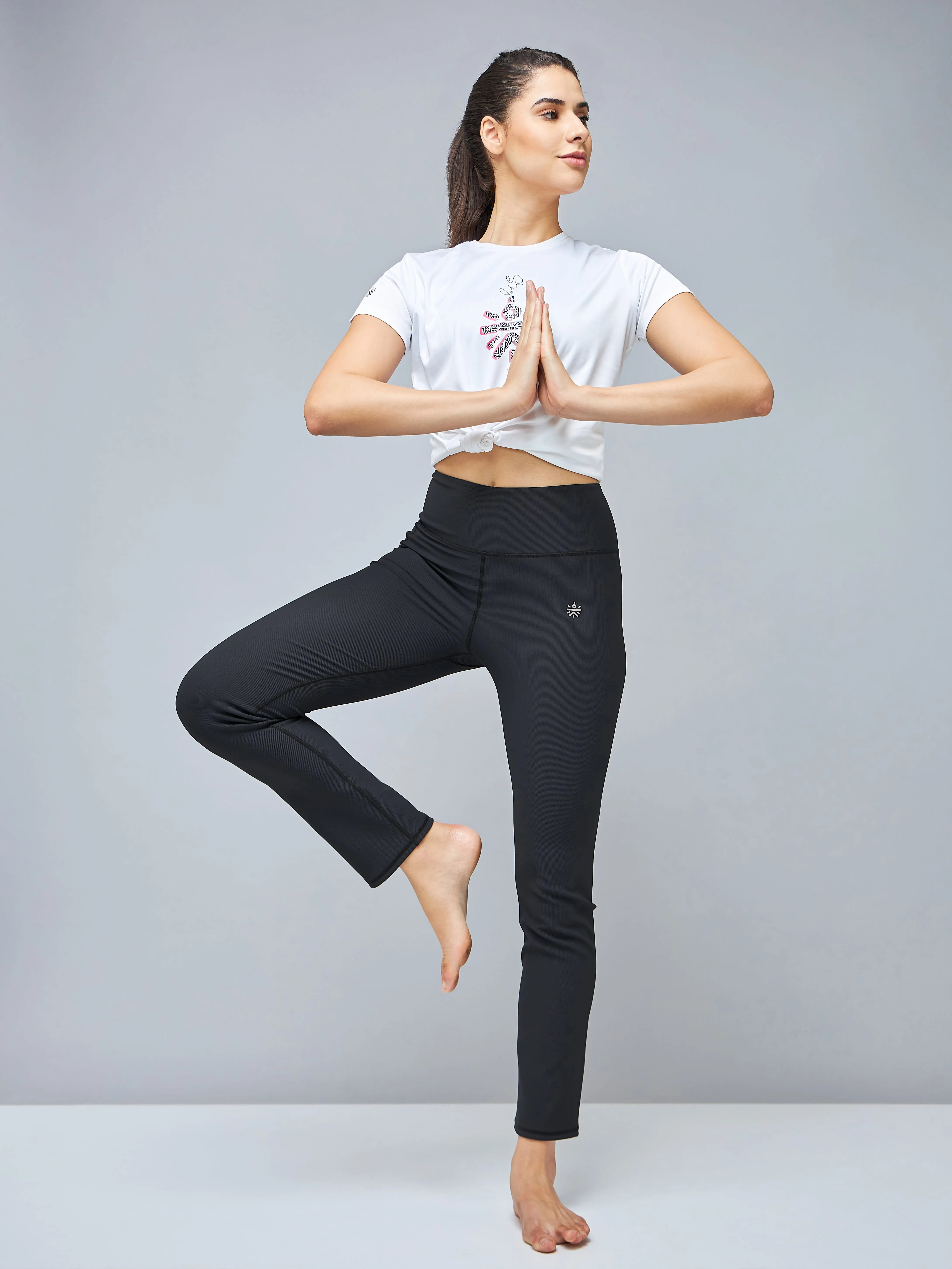 Black High Waist Straight Pants with Pocket For Women