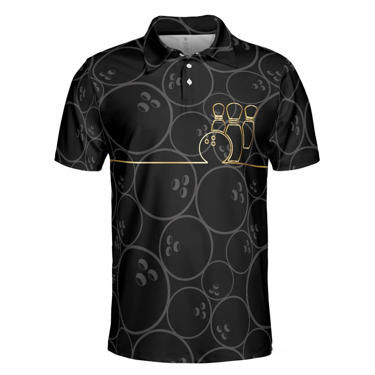 Bowling Men Polo Shirt - Black And Golden Pattern Polo Shirt, Bowling Polo Shirt - Perfect Gift For Friend, Family, Bowling Lovers