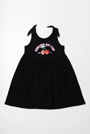 Cherry Dress With Bows Black