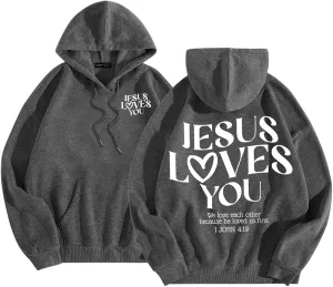 Cute Oversized Hoodies Jesus Loves You Hoodie Jesus Hoodie Preppy Hoodies- Christian Hoodie Hoodie For Girls