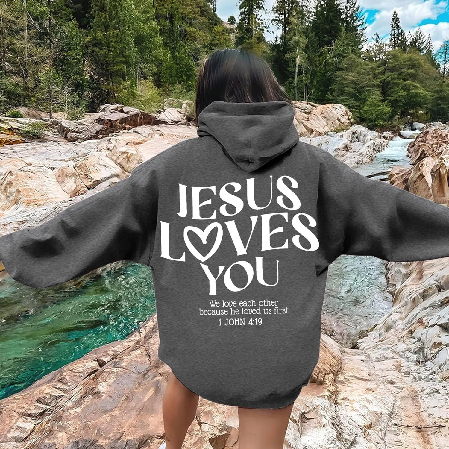 Cute Oversized Hoodies Jesus Loves You Hoodie Jesus Hoodie Preppy Hoodies- Christian Hoodie Hoodie For Girls
