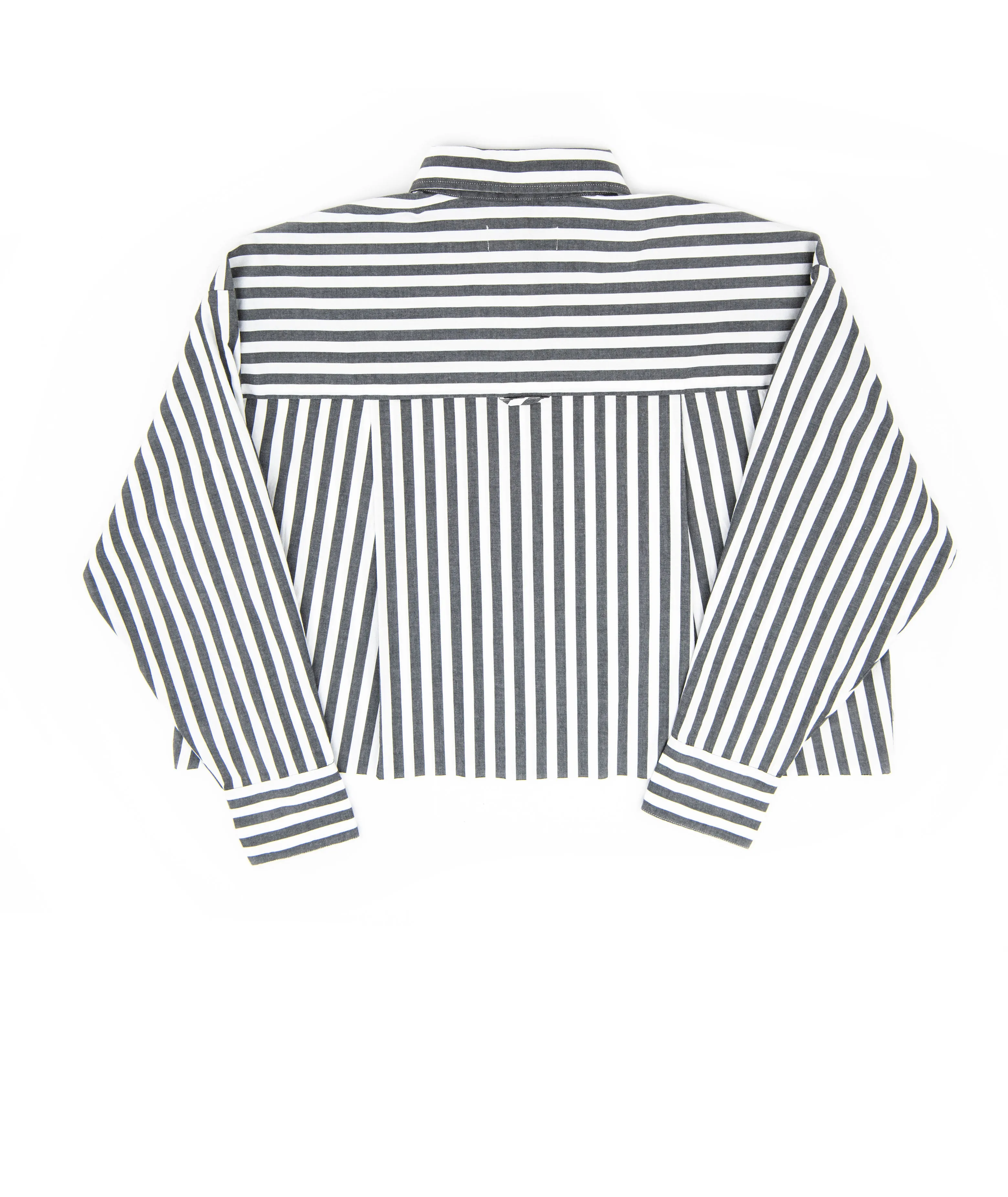 Daze Women Academy Cropped Button Down Oxford Grey Stripe