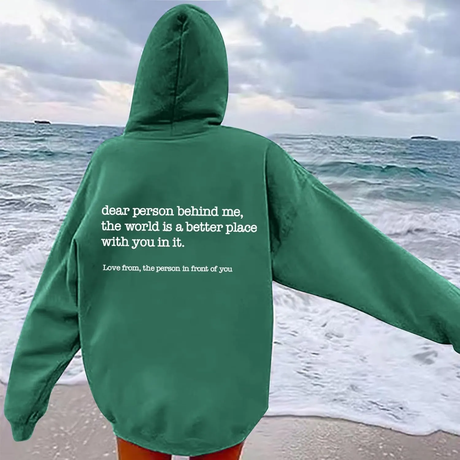 Dear Person Behind Me Hoodie for Women Inspirational Quote Solid Sweatshirt Pullover Hooded Fall Streetwear