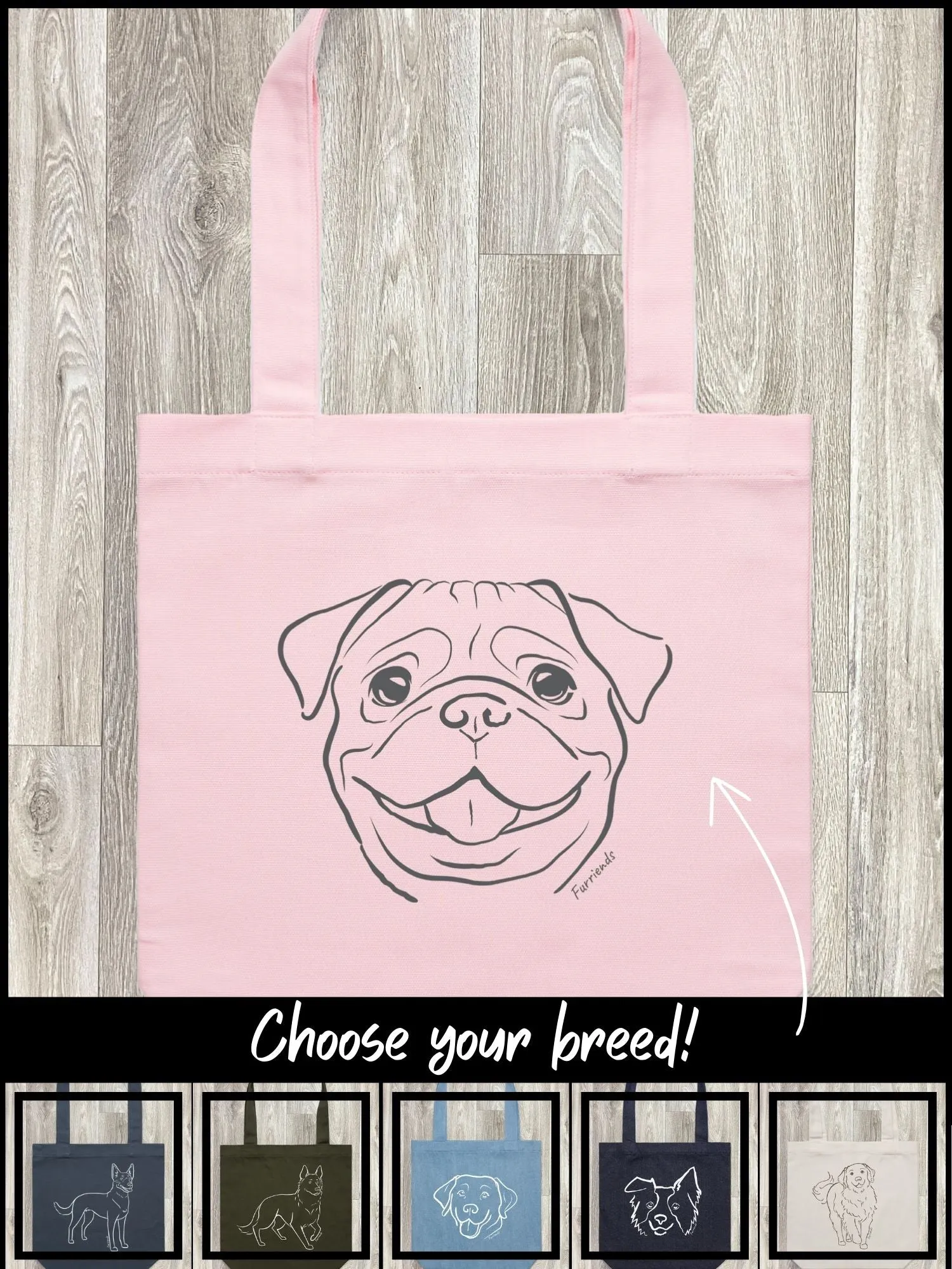 Dog Breed Edith Tote Bag (Customisable)