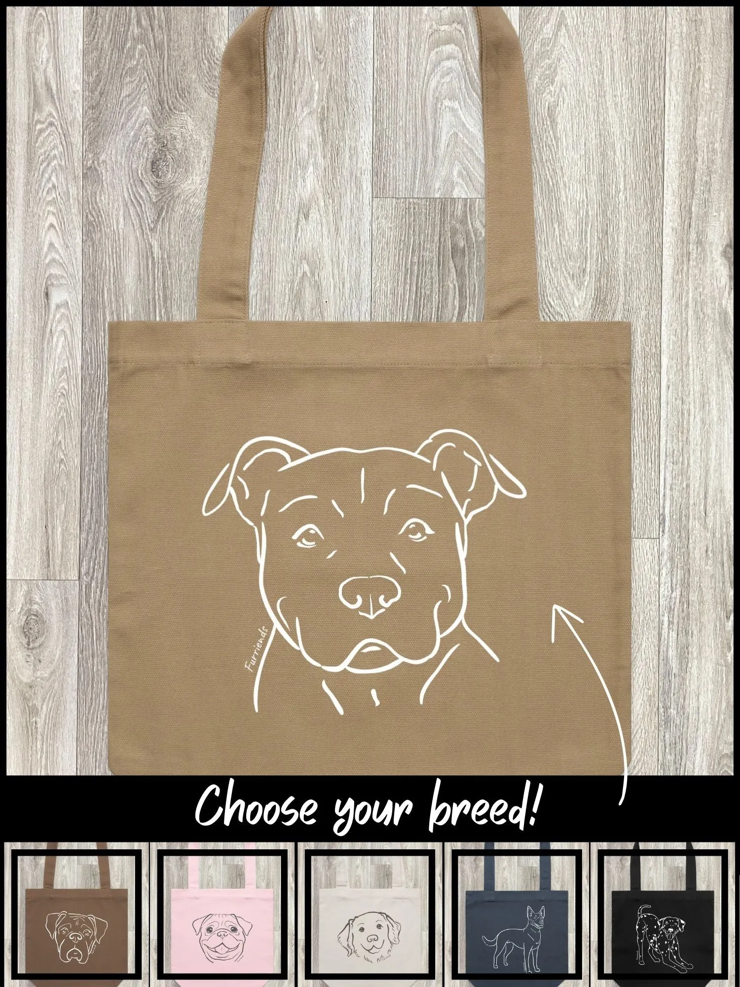 Dog Breed Edith Tote Bag (Customisable)