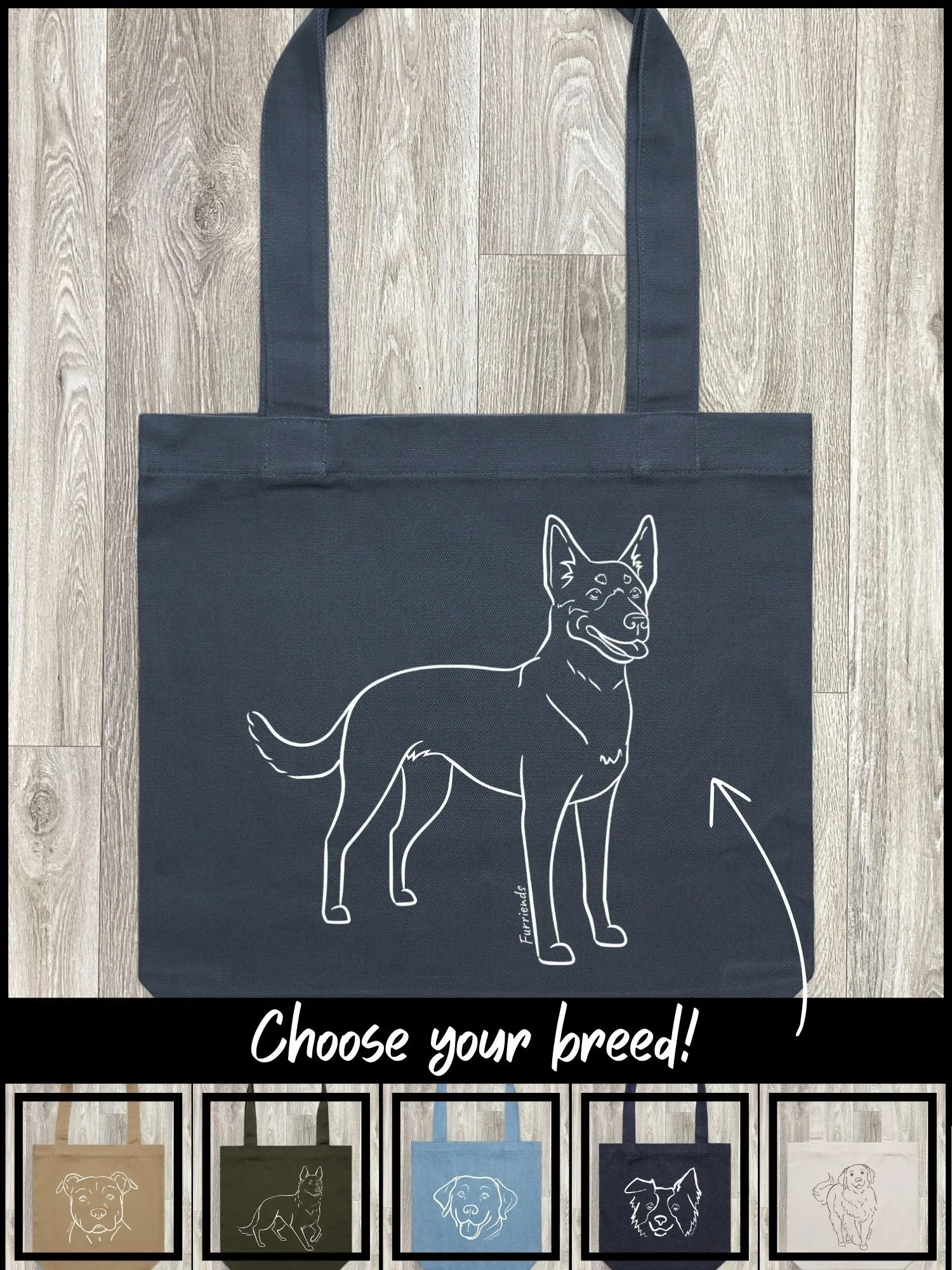 Dog Breed Edith Tote Bag (Customisable)