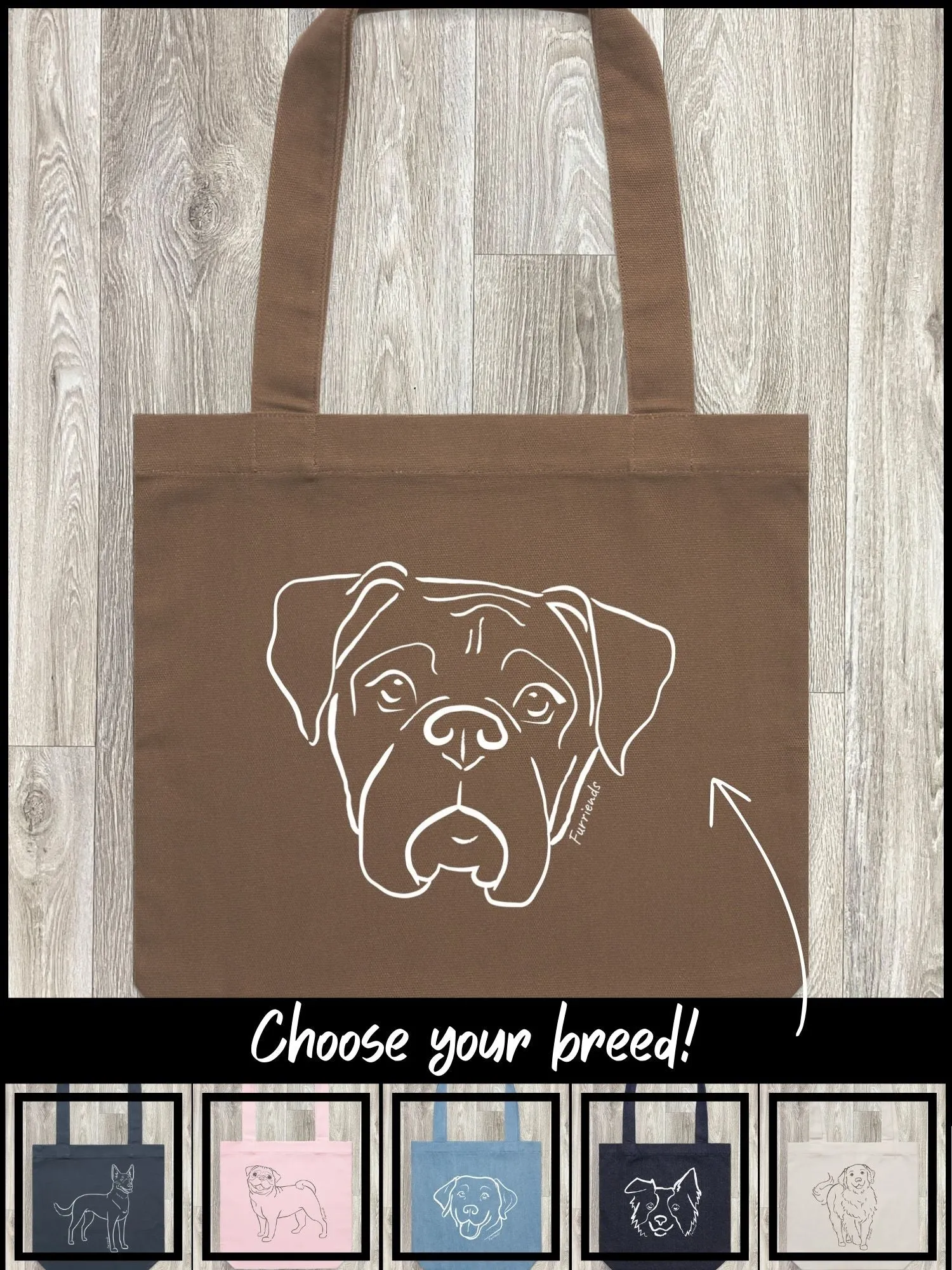 Dog Breed Edith Tote Bag (Customisable)