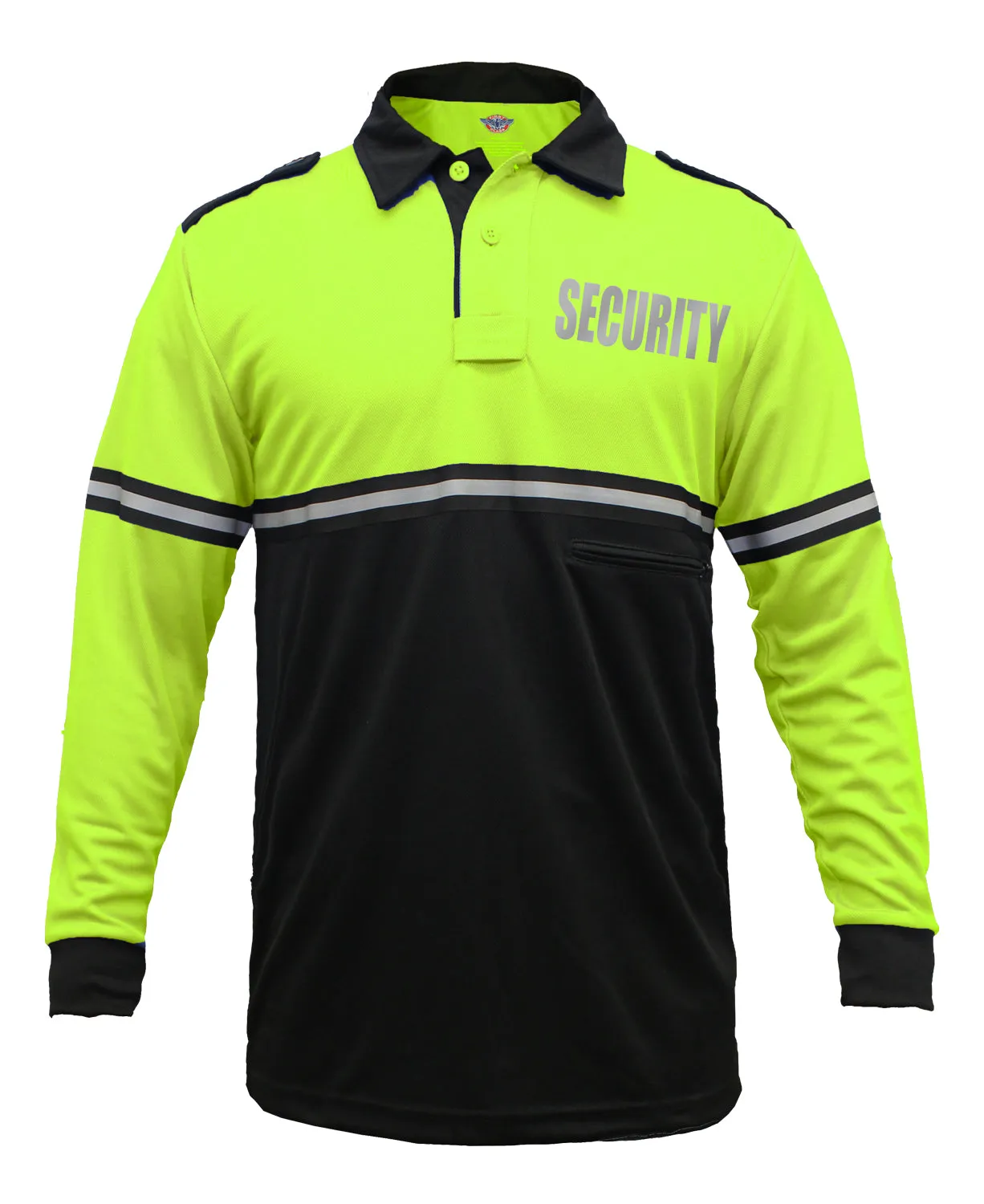 First Class Two Tone Reflective Security Long Sleeve Bike Patrol Shirt With Zipper Pocket