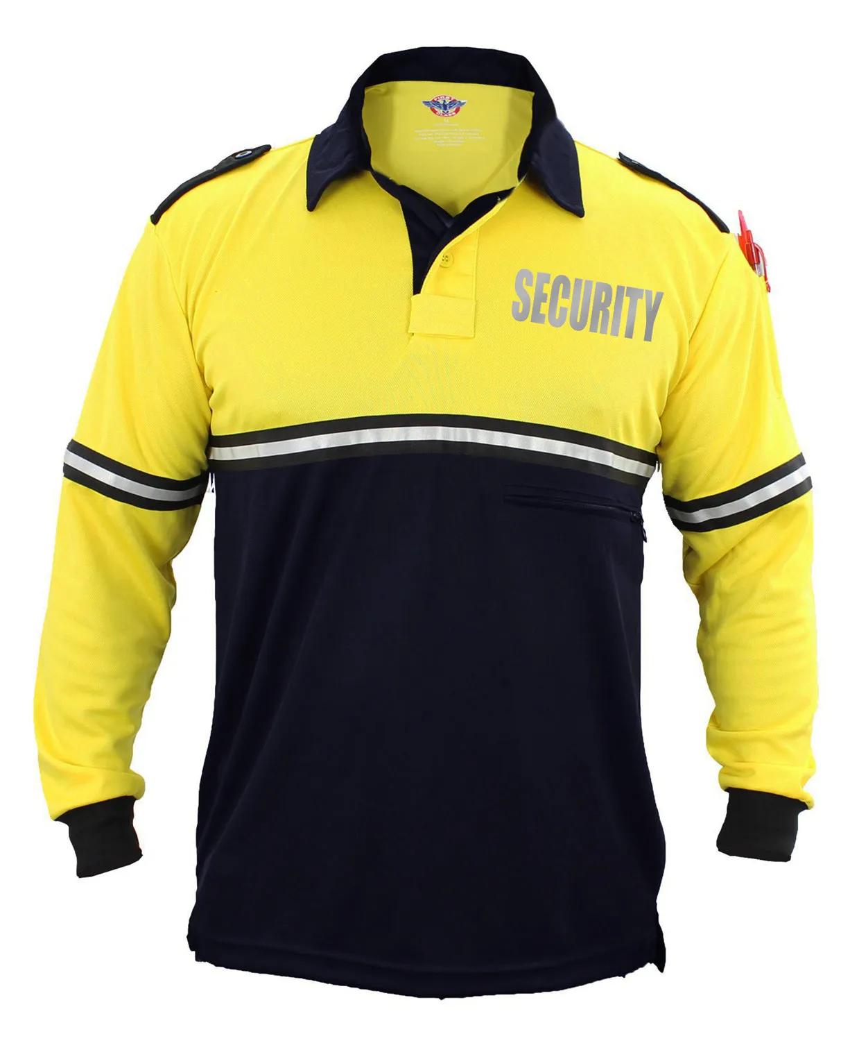 First Class Two Tone Reflective Security Long Sleeve Bike Patrol Shirt With Zipper Pocket