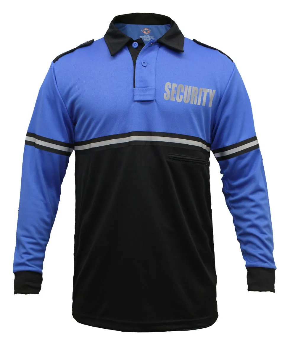 First Class Two Tone Reflective Security Long Sleeve Bike Patrol Shirt With Zipper Pocket