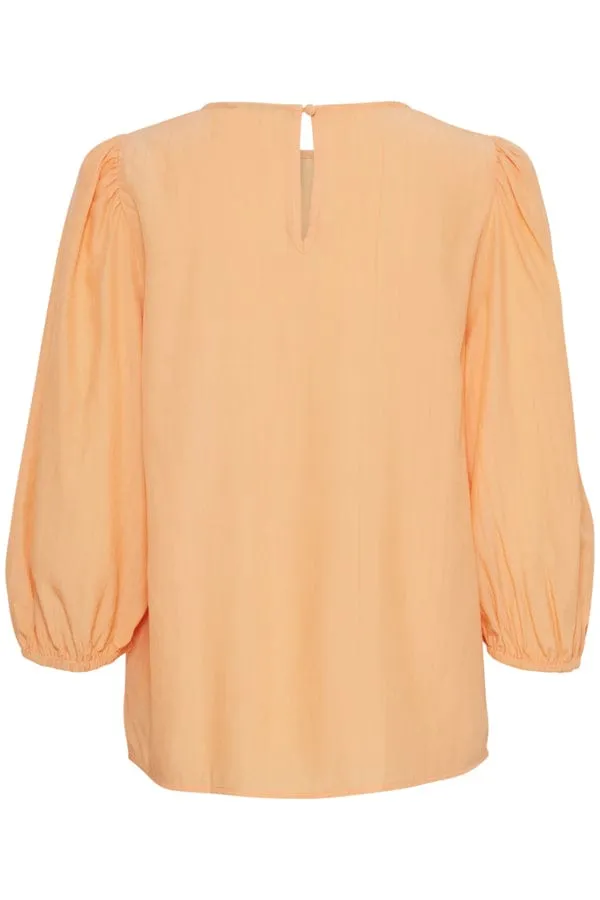 Fransa Cropped Sleeve Blouse Apricot