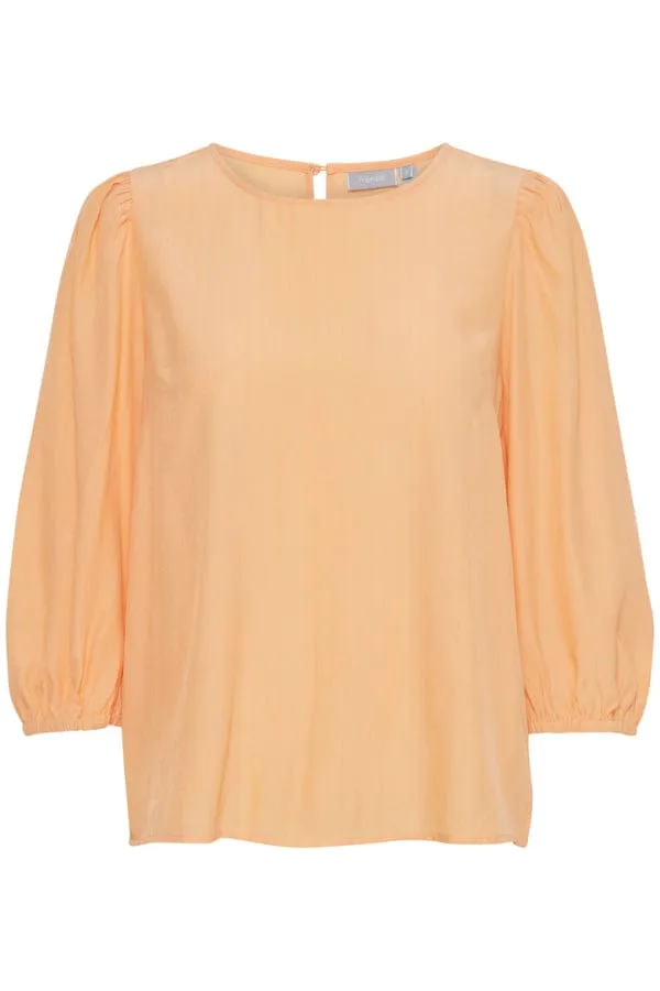 Fransa Cropped Sleeve Blouse Apricot