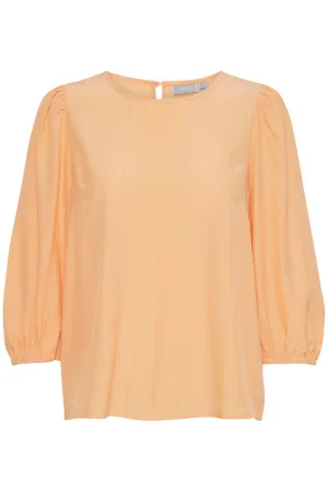 Fransa Cropped Sleeve Blouse Apricot