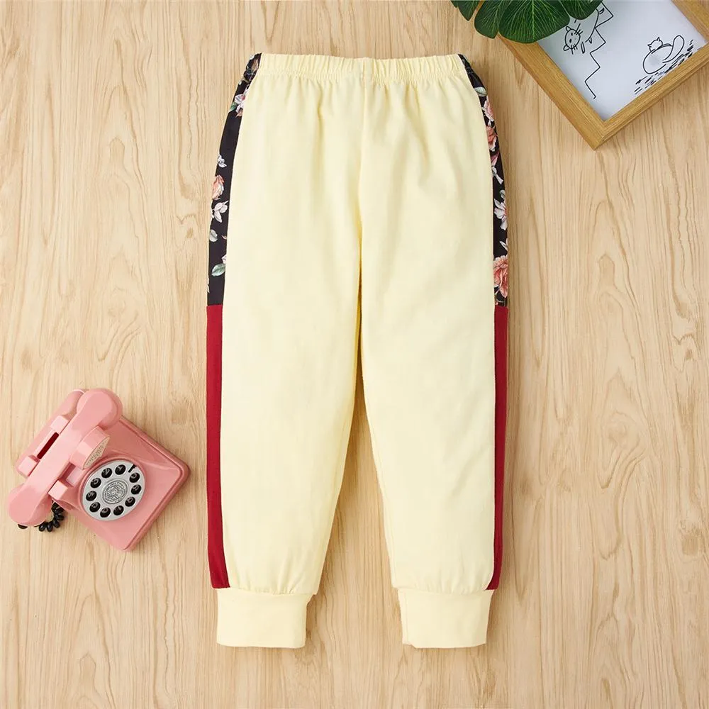 Girls Flower Printed Crew Neck Long Sleeve Top & Pants Girls Clothes Wholesale