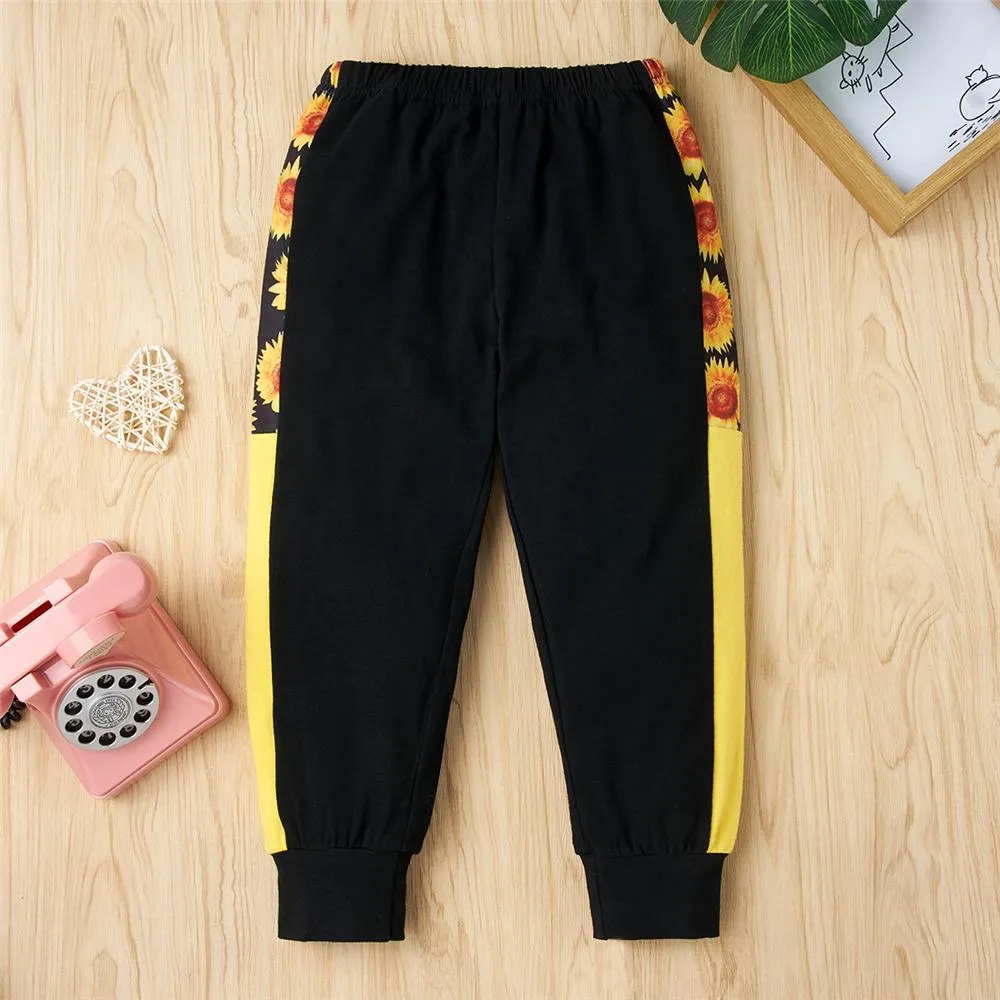 Girls Flower Printed Crew Neck Long Sleeve Top & Pants Girls Clothes Wholesale
