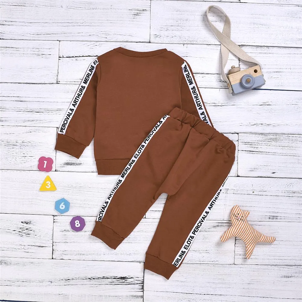 Girls Letter Printed Long Sleeve Top & Pants Wholesale Girls Clothes