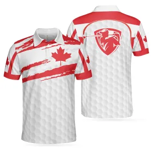 Golf Men Polo Shirt - Canada Flag Golf Texture Polo Shirt, Maple Leaves Polo Shirt - Best Golf Gift For Men- Perfect Gift For Friend, Family, Golfers