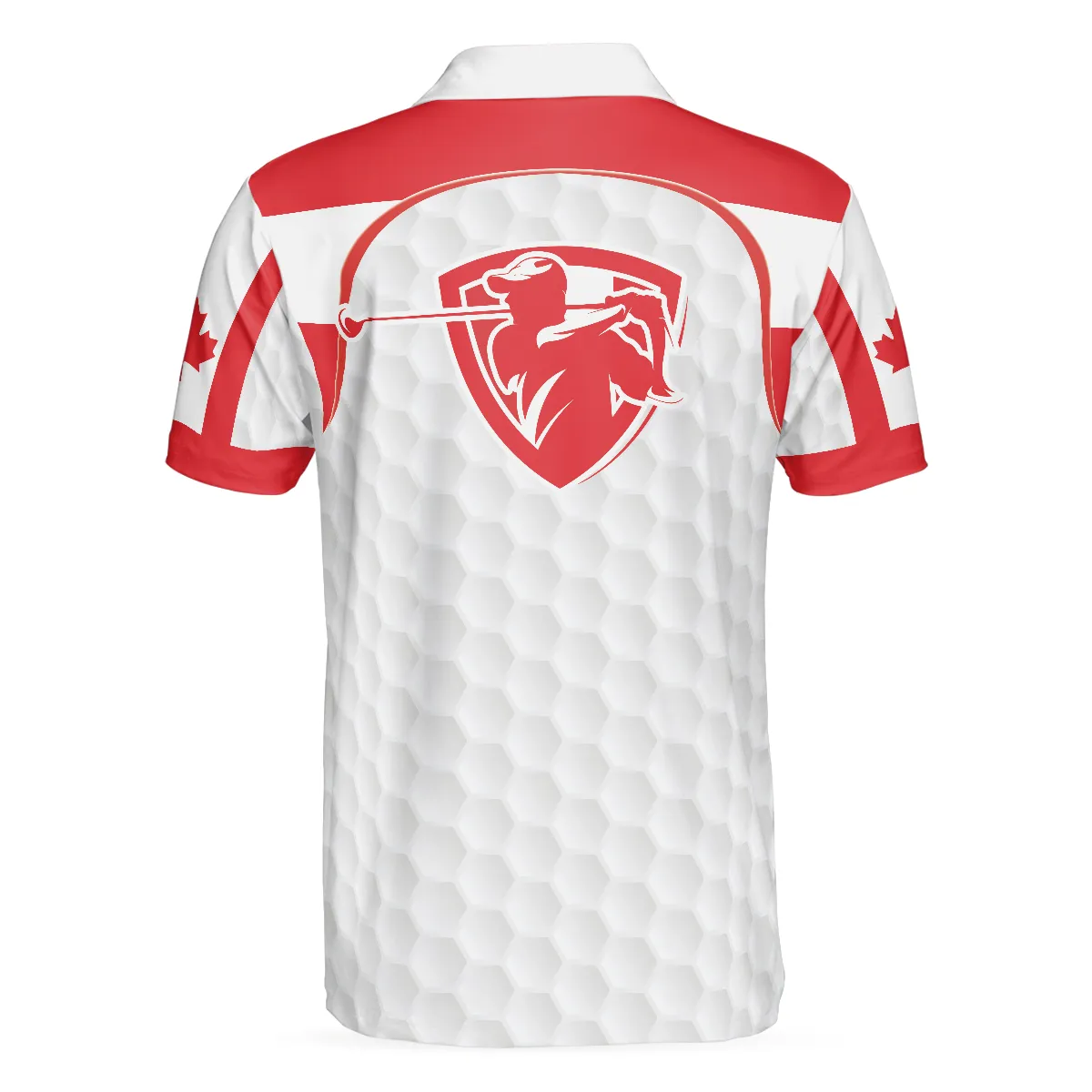 Golf Men Polo Shirt - Canada Flag Golf Texture Polo Shirt, Maple Leaves Polo Shirt - Best Golf Gift For Men- Perfect Gift For Friend, Family, Golfers