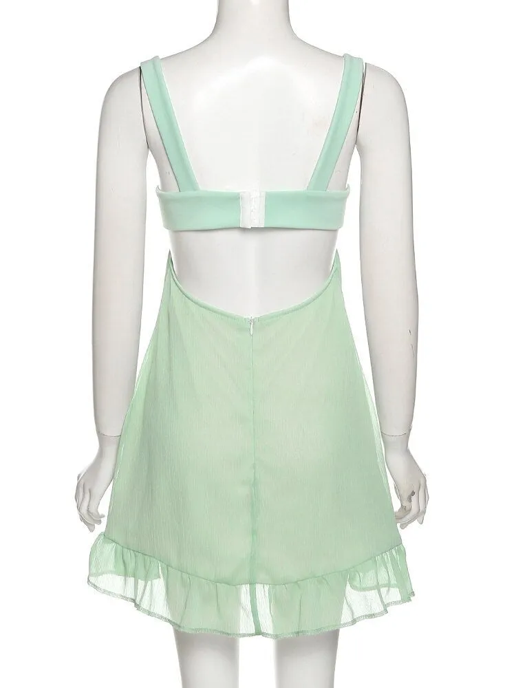Green Frill Mini Dress