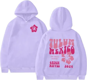 Heevina Pink Palm Puff Hoodie Hoodies For Women Tulum Mexico Surs Sunsets Memories Catch Wayes Funny Hoodie Pockets
