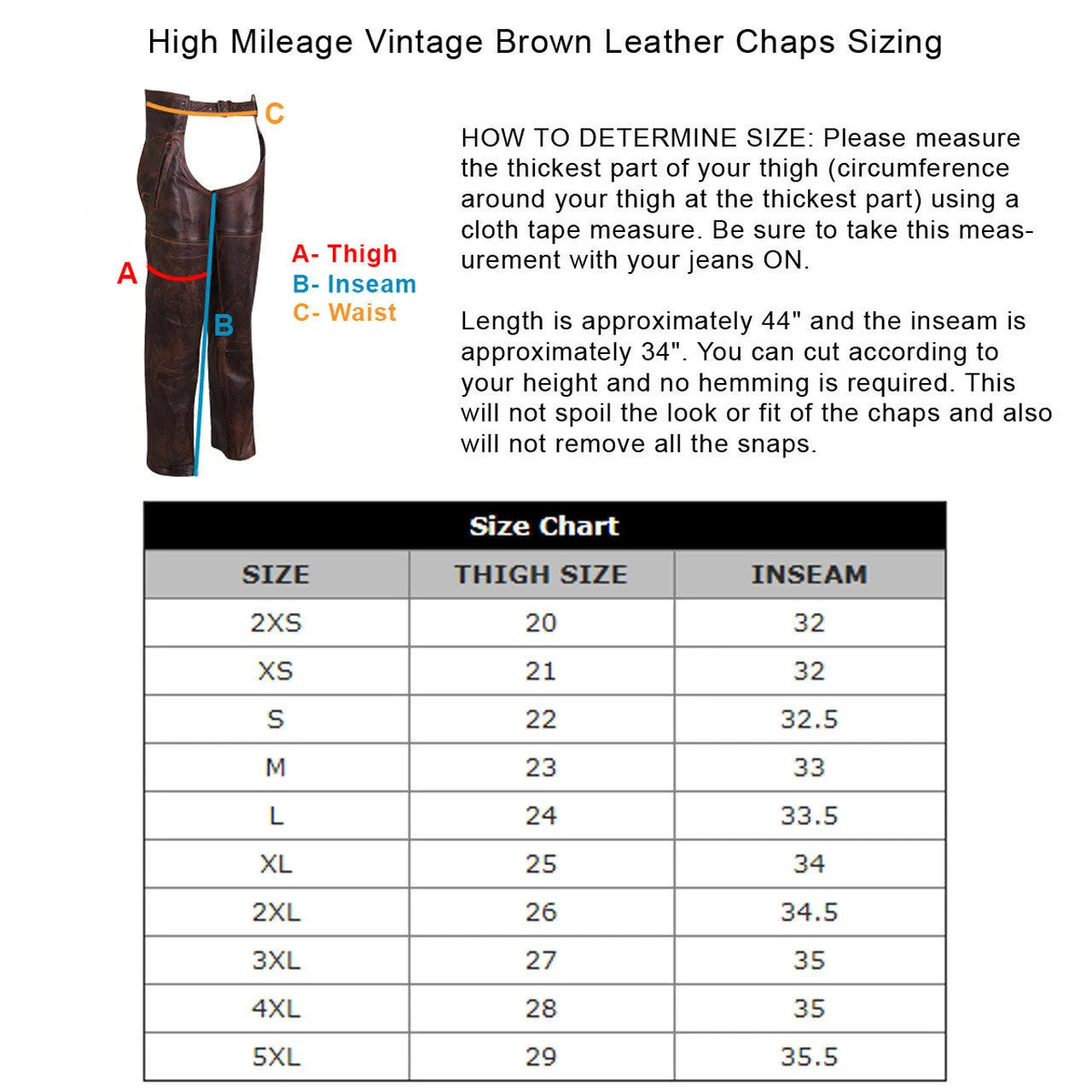 High Mileage Unisex Vintage Distressed Brown Biker Motorcycle Leather Chaps