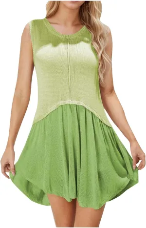 hlysgo Women Swimsuit Crochet Cover Up Sundress Summer Bathing Suit Swimwear Patchwork Knit Beach Dress Vacation Outfits