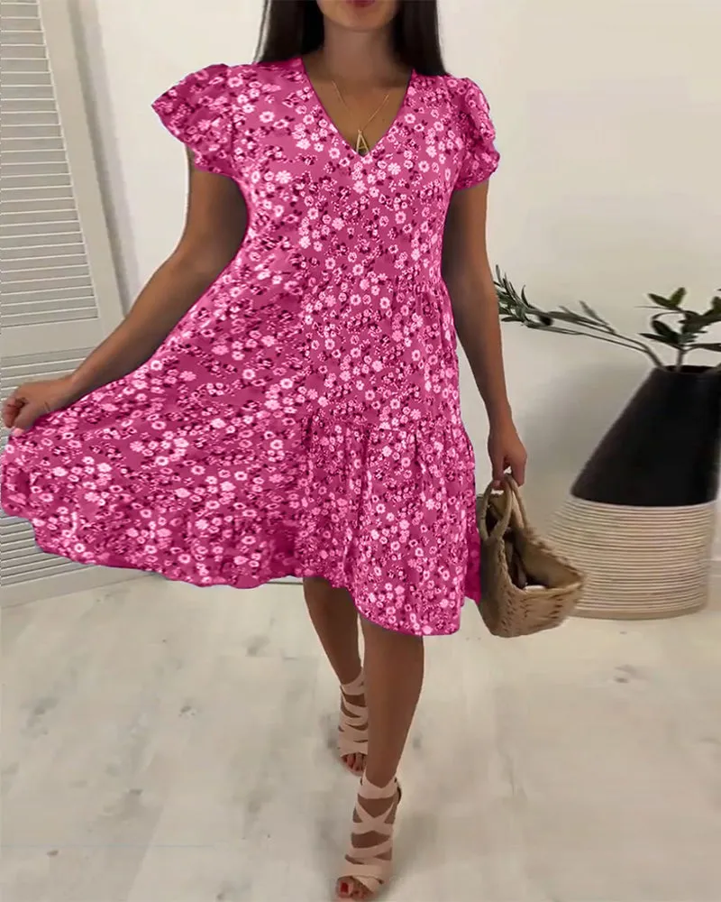Hot Sale 49% OFFFloral V-neck Sleeveless Vacation Dress