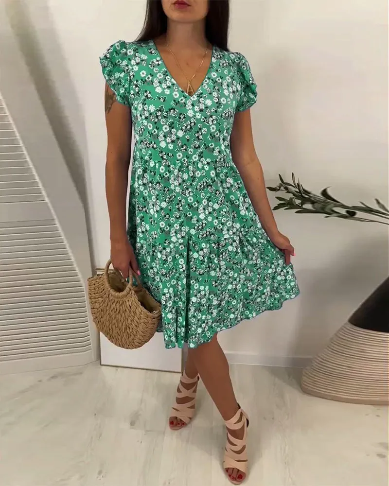 Hot Sale 49% OFFFloral V-neck Sleeveless Vacation Dress