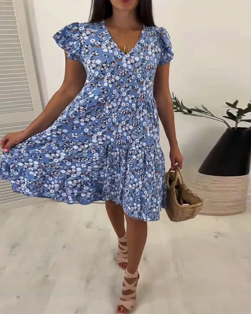 Hot Sale 49% OFFFloral V-neck Sleeveless Vacation Dress