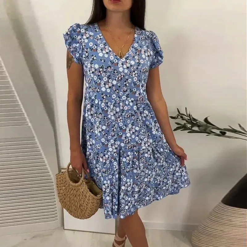 Hot Sale 49% OFFFloral V-neck Sleeveless Vacation Dress