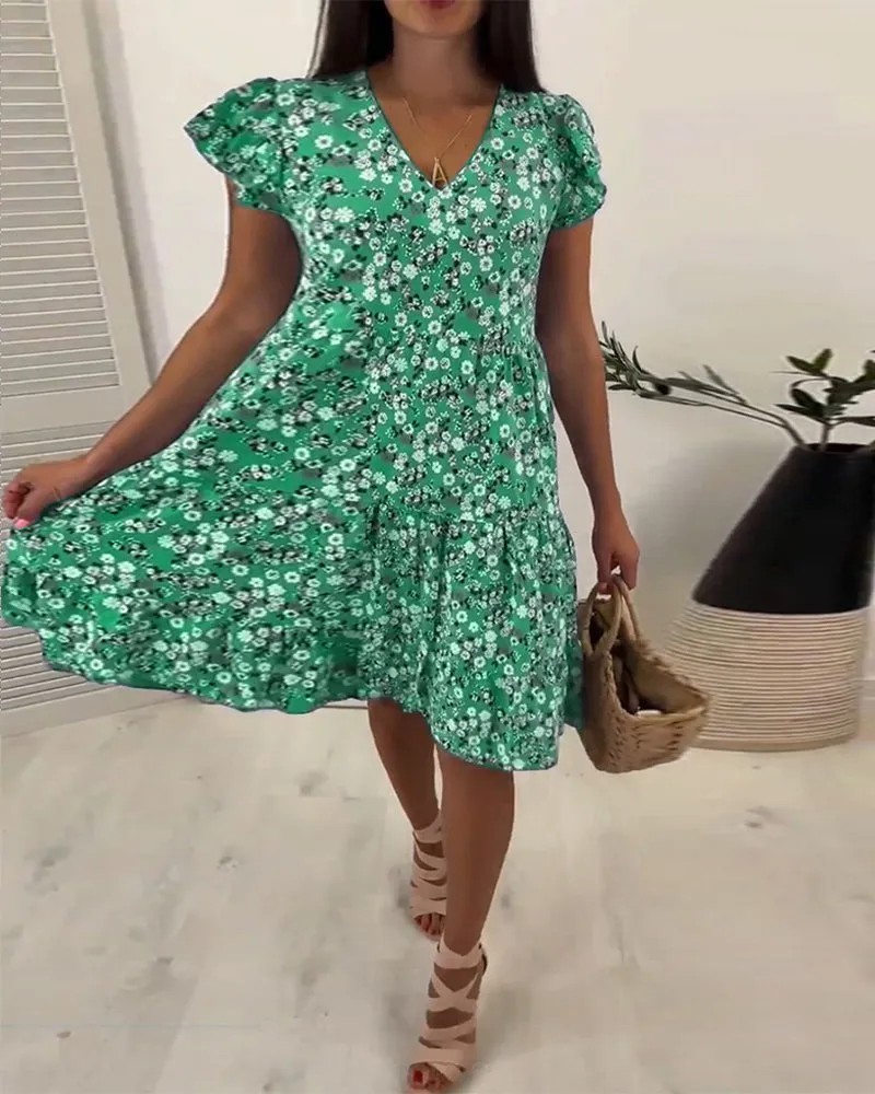 Hot Sale 49% OFFFloral V-neck Sleeveless Vacation Dress