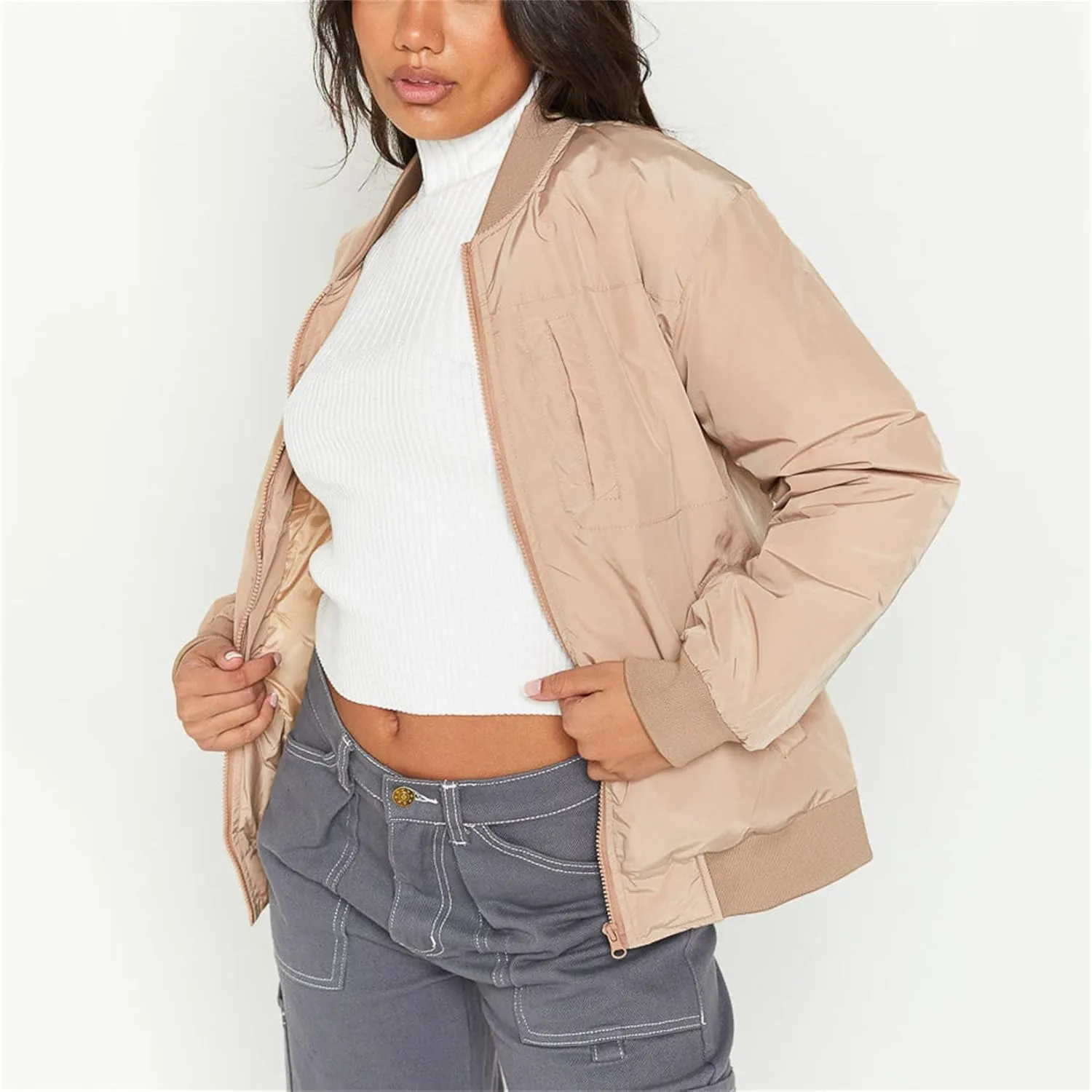 iTranyee Women's Vintage Varsity Jackets Retro Baseball Bomber Jackets Y2k Button Down Long Sleeve Oversized Coat Streetwear