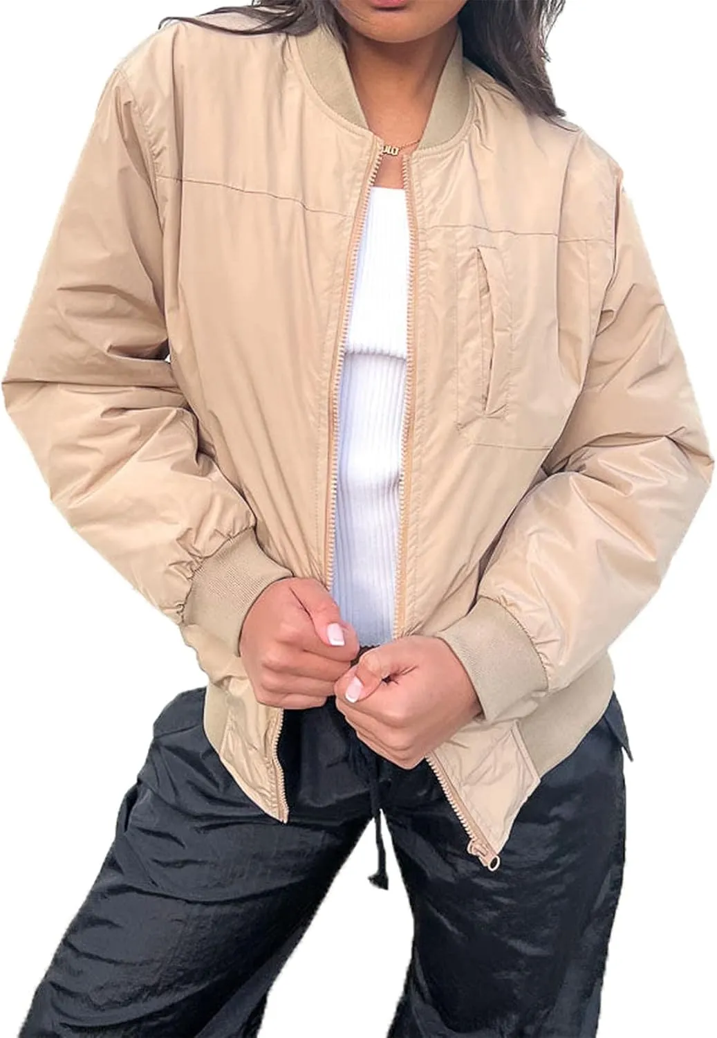 iTranyee Women's Vintage Varsity Jackets Retro Baseball Bomber Jackets Y2k Button Down Long Sleeve Oversized Coat Streetwear