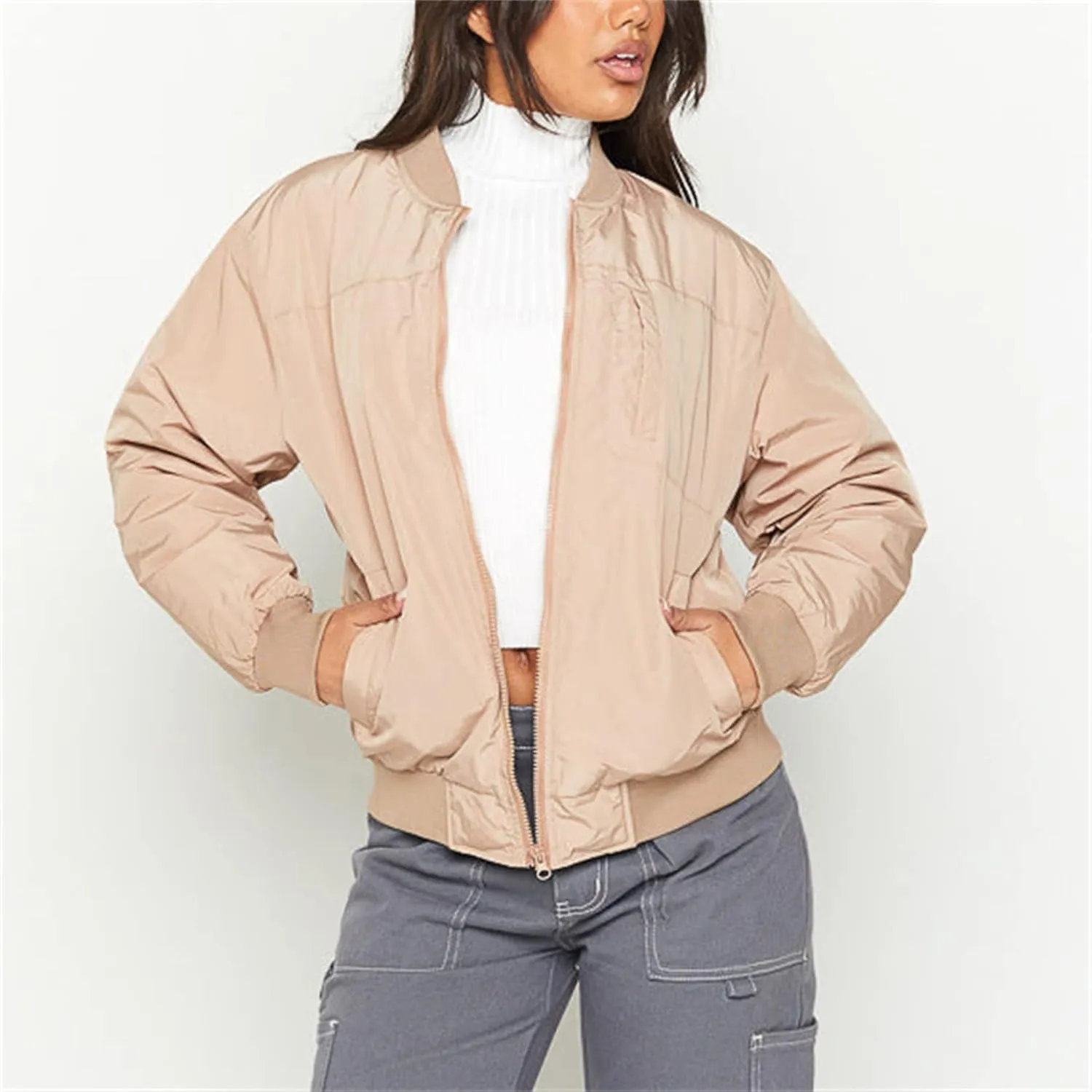 iTranyee Women's Vintage Varsity Jackets Retro Baseball Bomber Jackets Y2k Button Down Long Sleeve Oversized Coat Streetwear
