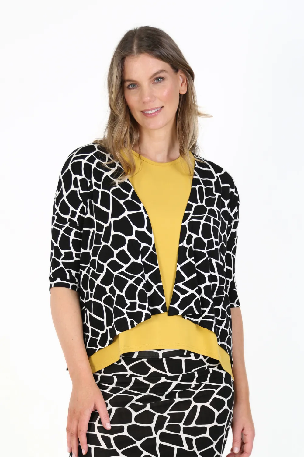KIRA Bamboo Spot Print 3/4 Sleeve Cardigan