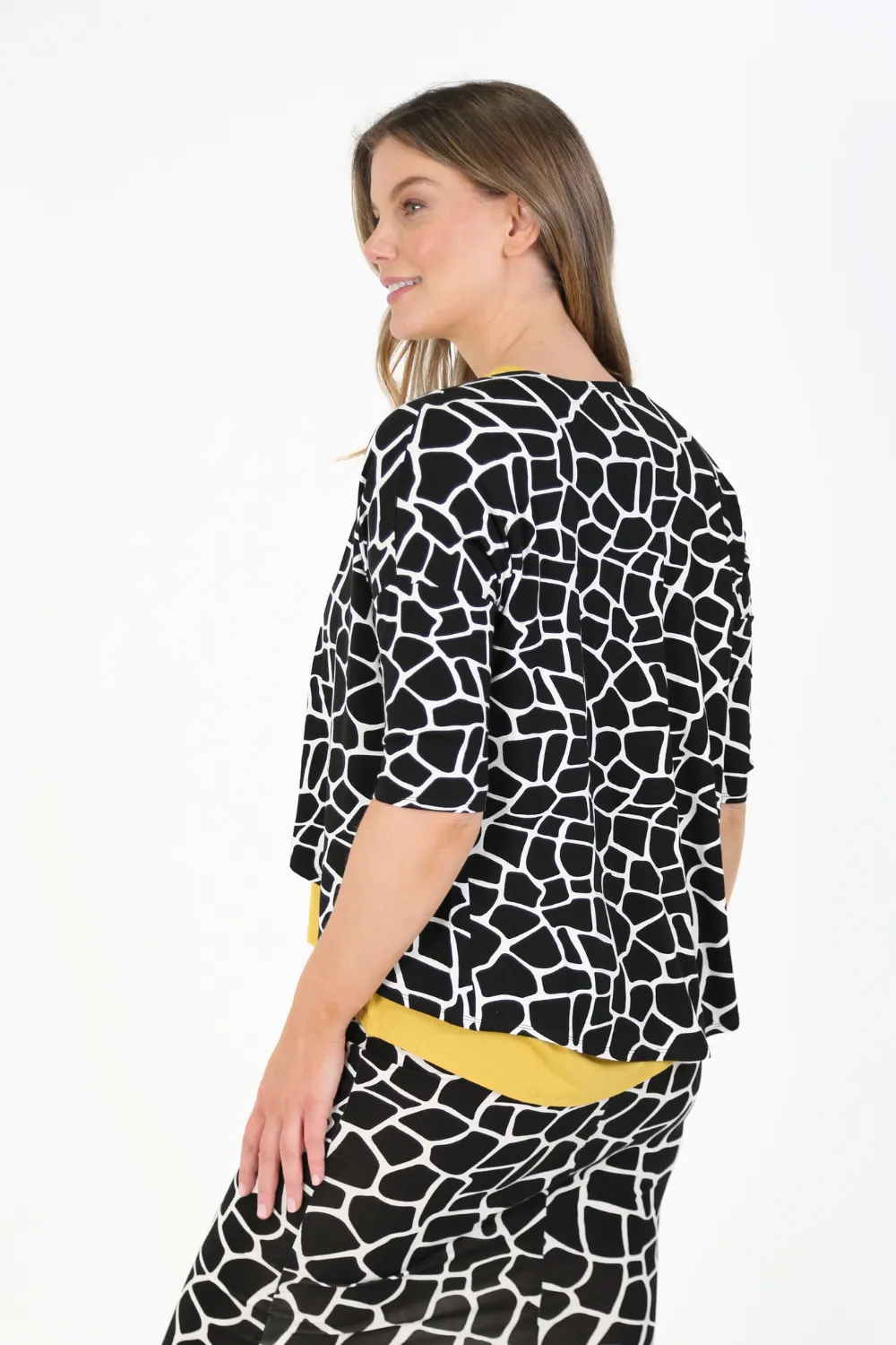 KIRA Bamboo Spot Print 3/4 Sleeve Cardigan